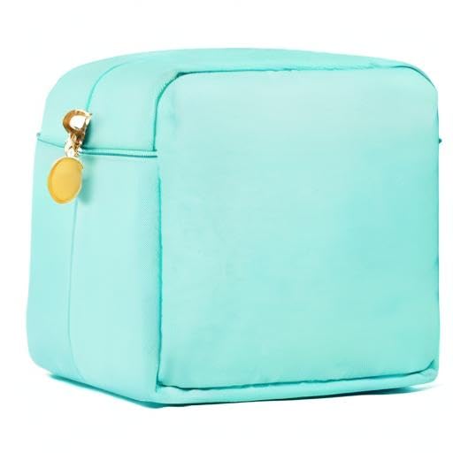 Miniatura 6 de SOIDRAM Bolsa de maquillaje pequeña, Organizador de artículos de tocador azul, Bolsa de nylon con cremallera cosmética, Preppy Stoney Clover Dupes,