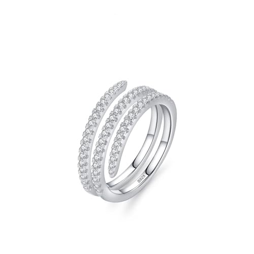 Bague en argent 925 femme avec zircone cubique ronde blanche pour alliance élégante
