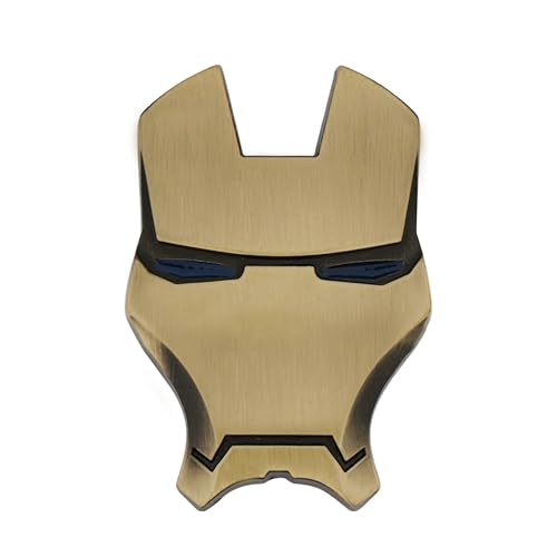 Image of JVCV 3D Metal Iron M face Sticker Chrome Logo Decal Emblem Badge for All Cars Bikes Laptops Headphones Helmets Home Office Mobile Accessory (Iron M Face, Bronze Blue Eyes)