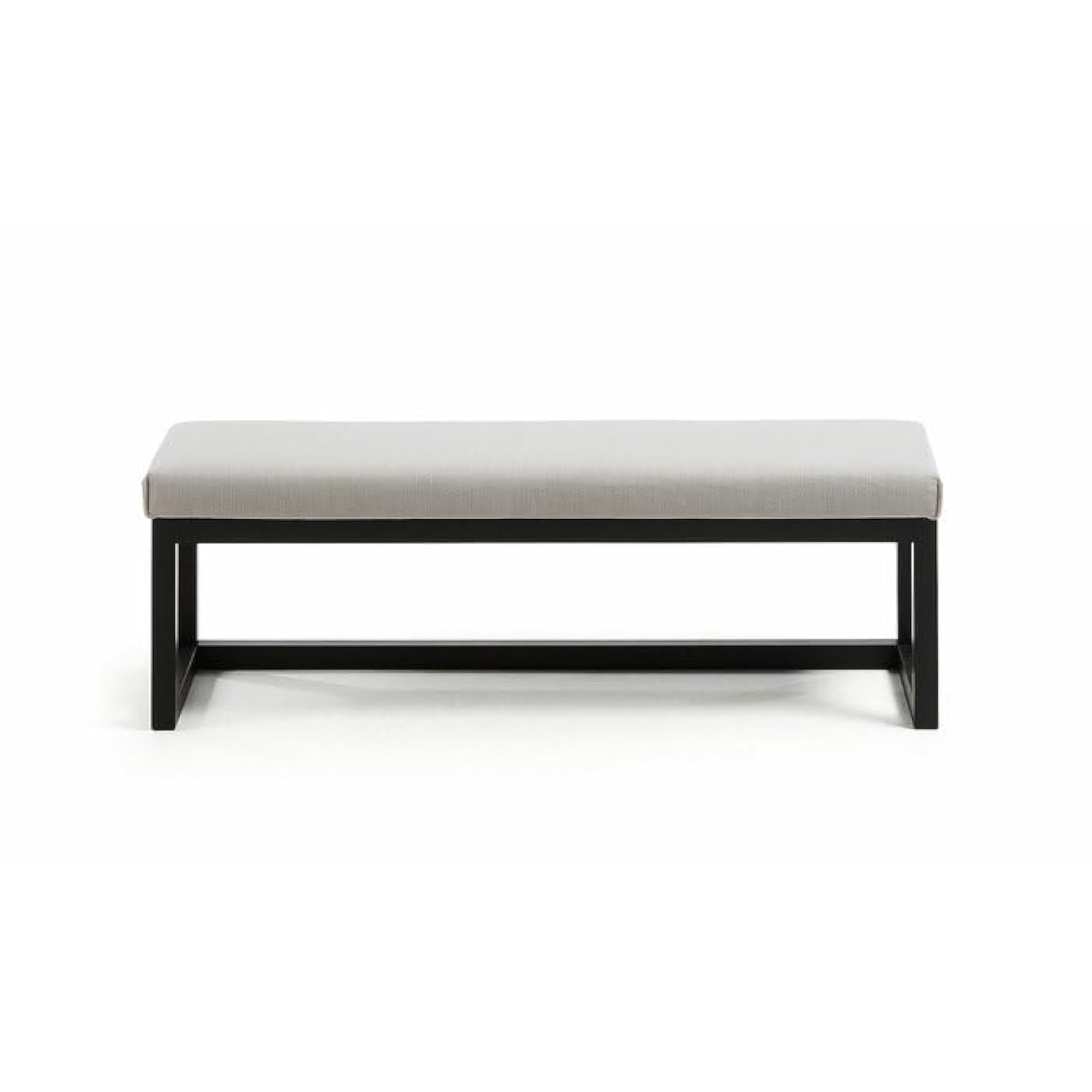 Upholstered Bench with Black Metal Frame