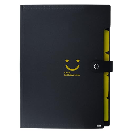 Image of SPS 5 Pocket Expanding File Folder Smile Design - Fits A4 & Letter Size Document Organizer, Accordion File Folders, File Holder for Office, School & Home Use - Yellow (Pack of 2)