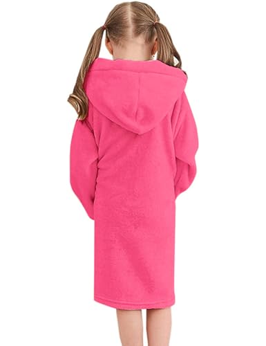 Image of Umeyda Girls & Women Fleece Hooded Robes, Soft Fuzzy Bathrobe Warm Plush Fluffy Bath Robe for Kids Womens