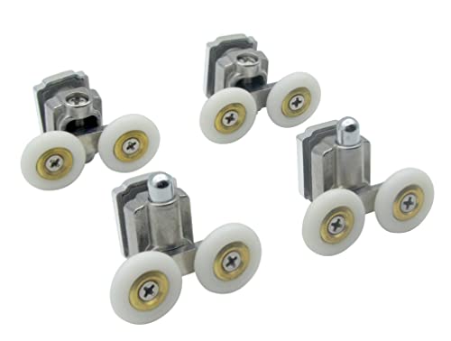 KEABATH 4pcs Solid zinc alloy Shower glass door roller shower twin door wheels runner pulleys 23mm diameter wheels for Shower enclosure shower room shower screen door rollers replacement - Image 2