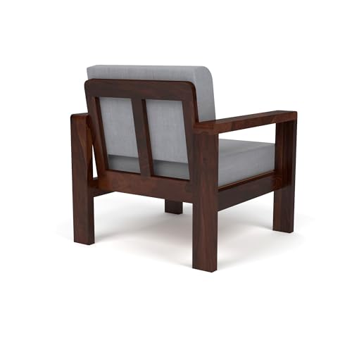 Image of Sheesham Wooden 1 Seater Sofa for Living Room | Solid Wood Sofa | Rosewood Sofa Set for Home & Office | Lounge (Walnut Finish, 1 Seater)