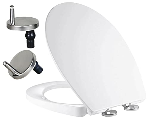 Abattant de WC à fermeture douce, design ergonomique avec ouverture rapide - Charnières en acier inoxydable - Double système de fixation Cover