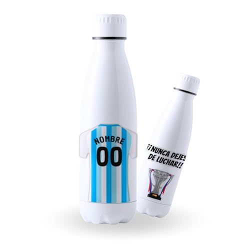 DEREGALOOS Botella Acero Inoxidable 700ml Personalizada con Nombre Málaga. Botella Deportiva para Aficionados. Hidratación Escolar Gimnasio Regalo Original