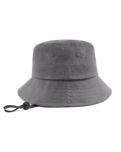Image of XXL Oversize Bucket Hat Reversible, XL L M S Fisherman Sun Cap With Chin Strap, Travel Beach Outdoor Hat For Men Women