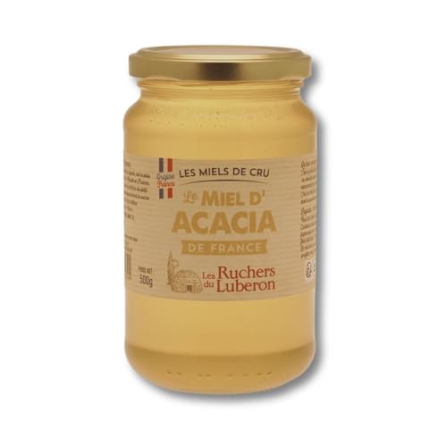 Les Ruchers du Luberon - Miel d’Acacia 500 g - Miel de Cru Francais Naturel - Pur - Non Filtré - Non Pasteurisé - Sans Additifs