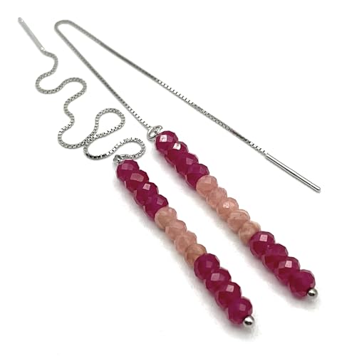 Boucles d'oreilles Rubis Rouge et rhodonite rose pour un style minimaliste