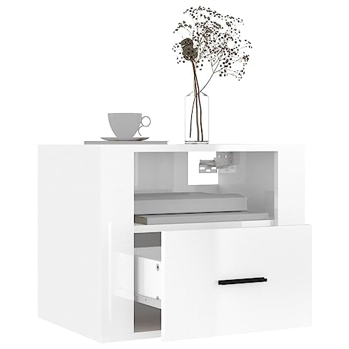 Meuble Flottant Chambre à Coucher Blanc Brillant Design
