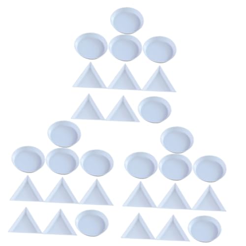 Housoutil 3sets 10pcs Plastic Watercolor Paint Trays Triangle Round for DIY Art Craft Projects Oil Painting for Students and Artists 10pcs*3