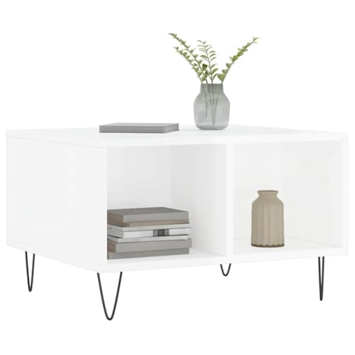 Table basse en bois blanche pour ranger vos télécommandes et désencombrer