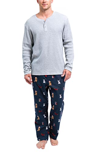 PajamaGram Christmas Pajamas Men - PJ for Men, Navy, LG