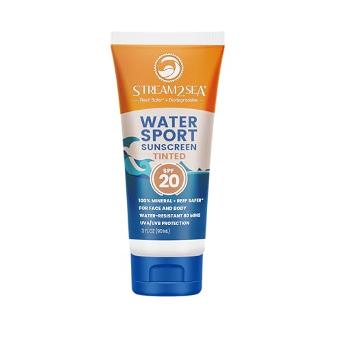STREAM 2 SEA Tinted Sunscreen with SPF 20 All Natural, Biodegradable and Reef Safe, 3 Fl oz Travel Size Paraben Free Non Greasy and Moisturizing Sunscreen For Face, Body Protection Against UVA & UVB