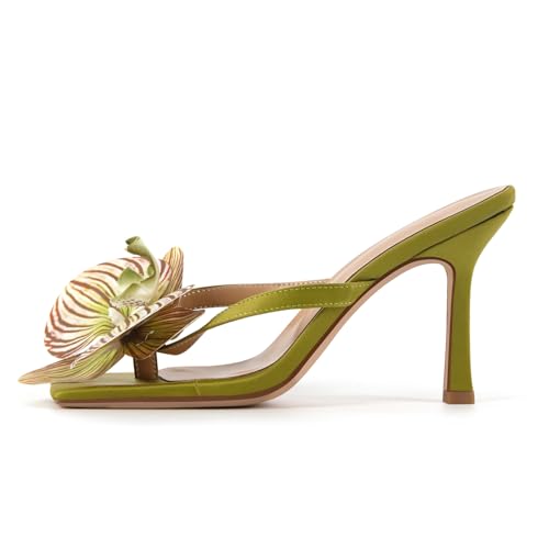 Onlymaker Orchid Heels for Women Square Toe Low Block Heel Sandals2