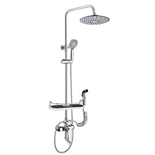SnamicE Juego de Ducha Cromado para Pared con Grifo de Ducha de latón, Cuerpo de Acero Inoxidable, Cabezal de Ducha ABS, Manguera de Ducha termostática para bañera.,