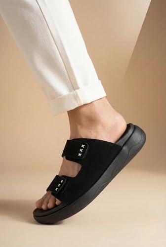 Image of Big Fox Alphabounce- 15 Men's Orthopedic Comfort Slides | Dual Strap Cushioned Sandals | Lightweight Daily Wear