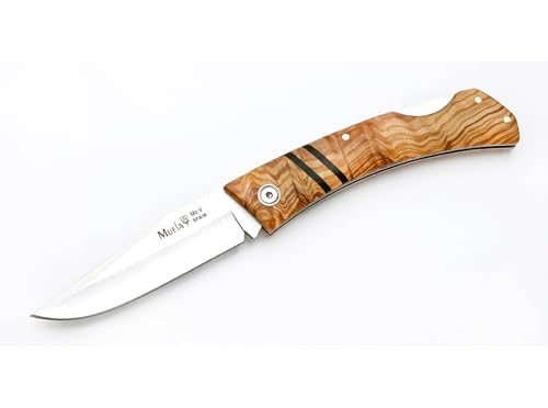 LO TRINCO YO Muela Navaja ZX-8.OL hoja de acero MoVa de 8 cm y empuñadura de madera de olivo para Caza, Pesca, Supervivencia y Bushcraft