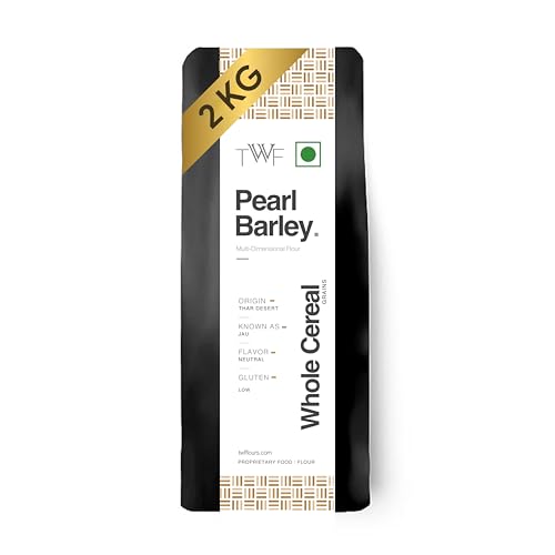 Image of TWF Pearl Barley | 2 Kg | Premium Hulled Whole Barley Grains | Jau | Jav | Barli | Yavalu | Yava | 100% Natural & Unpolished | High Fiber for Baking & Cooking | Ancient Grain | Perfect for Plant-Based Diets | Ideal for Soups, Salads, Risottos, Khichdi & Everyday Healthy Meals | Cooks Like Rice | Ideal for Risottos & Soups