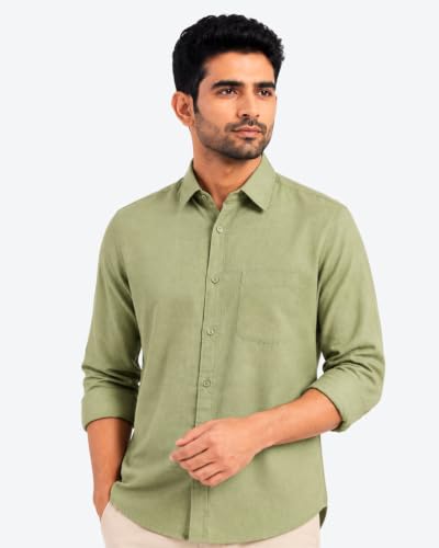 Image of Arvest Men's Solid Linen Casual Shirt | Regular Fit | Breathable | Full Sleeve