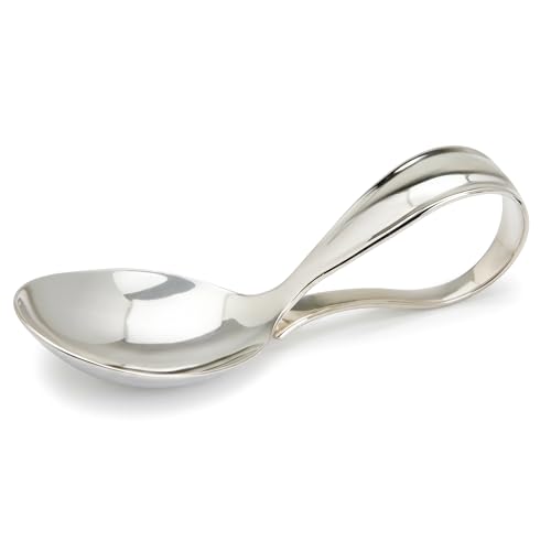 Image of Curved 925 Sterling Silver Baby Feeding Spoon | Food grade, engravable, gift boxed, baby shower, christening