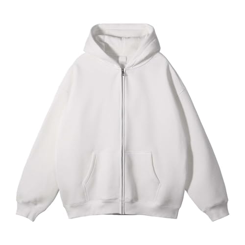 Casual Zip Up Hoodie Men Loose Fit Pullover Basic Hooded Sweatshirts with Pockets 2025 Fall Winter Jackets