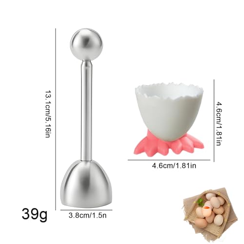 Saijer Eierbecher Eieröffner Set,6 PCS Eierständer und 1 PC Edelstahl Eiöffner Frühstück Eierbehälter für Weich Gekochte Eier und Rohes Gekochtes Eier Brunch (Rosa) – Bild 3
