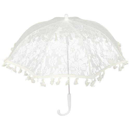 BESPORTBLE Ombrelle de Mariage Blanche en Dentelle Brodée, Accessoire Pratique et Élégant pour Jour de Mariage ou Soirée Dansante