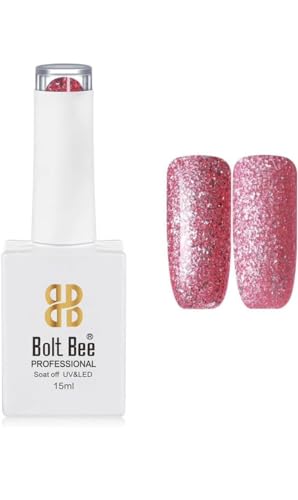 Image of BOLT BEE 15ML Gel Nail Polish 1Pc Clear Pink Glitter Nail Polish Soak Off UV LED Nail Gel Polish Nail Art Starter Manicure Salon DIY at Home, 0.5 OZ (1) (66)