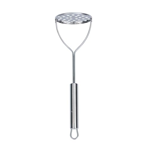 Restaurantware Stainless Steel Potato Masher - German Standard Food Masher with Ergonomic Handle, Dishwasher Safe - Heavy-Duty Potato Smasher for Beans, Avocado, Fruits & Vegetables