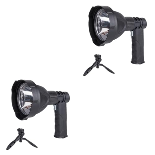 Yardenfun 2 Piezas Linterna LED Recargable con Ajustables Luz de Foco Portátil para Camping y Caza Alcance con Soporte y Función Power Bank USB