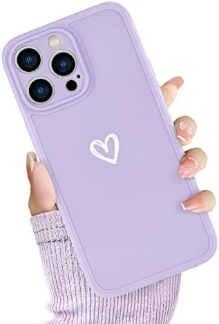 Newseego Compatible for iPhone 14 Case(6.1'') Girl Women Fashion Cute Heart Shape Simple Pattern iPhone 14 Silicone Case Shockproof Slim Light Soft TPU Back Cover Protective Case for iPhone 14-Purple