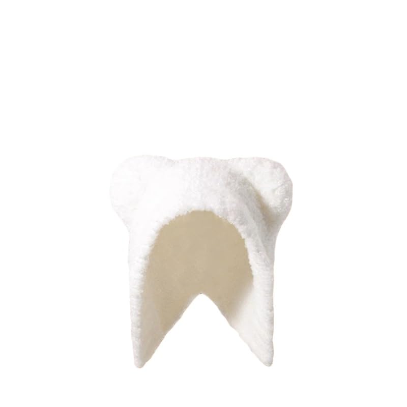 Gorro de punto Y2K con orejas de oso para mujer, gorro kawaii Cottagecore, gorro cálido japonés Harajuku, orejeras indie de moda, Blanco, Strap