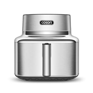 Cosori Iconic Single Friggitrice ad Aria 6,2 Litri, Intelligente in Acciaio Inossidabile, Rivestimento Ceramico Senza PFAS, Garanzia Limitata di 5 Anni, Motore DC, 5 Velocità della Ventola Automatica