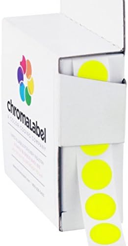 ChromaLabelAdhesive dots for labelling - provided with permanent adhesive - coloured - 1.3 cm (1/2 inch) diameter - 1000 pieces per dispenser box - neon yellow