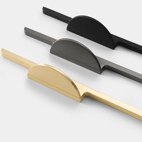 HUDFVIOI Tiradores Cocina Ocultos Manija semicircular for muebles, tirador de aleación, perilla 190/319mm, sólida, minimalista, moderno, 1 ud(190mm black)
