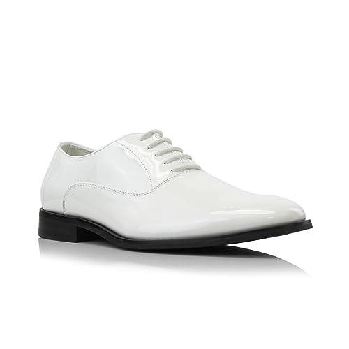 Ferro Aldo George Men's Classic Plain Toe Oxford Dress Shoe | Formal, Wedding, Tuxedo & Business Styles | MFA19690 | in Tuxedo White, Size 11