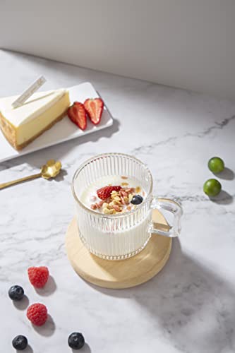 [6 Pack, 12 Oz] Design•Master Premium Glass Coffee Mugs With Handle, Classic Vertical Stripes Tea Cup,Transparent Tea Glasses For Hot/Cold Beverages, Perfect Design For Americano, Cappuccino, Latte. #TOP5