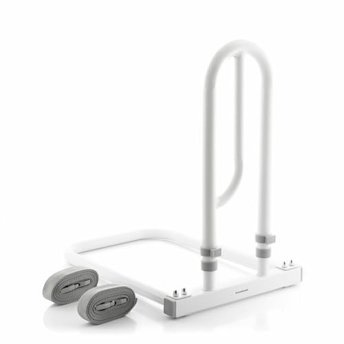 InnovaGoods - Ergonomischer Bettgriff, Höhenverstellbar 45-55cm, 2 Verstellbare Haltegurte, Tragbar und Einfache Montage, Stabil und Sicher, Weiß, Polypropylen