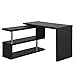HOMCOM 75" 2 Tier L-Shaped Rotating Versatile Computer Desk with Shelves and Steel Frame - Black