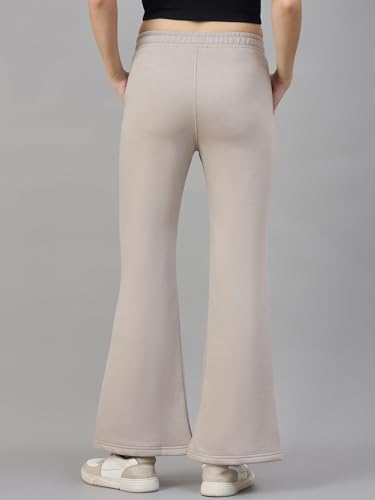Image of 98 Degree North Women Flared Fleece Track Pants-GL1315-ALMOND