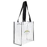 Littlearth unisex-adult NFL Los Angeles Chargers Clear Square Stadium Tote, Clear, 11.5' x 5.5' x 11.5'
