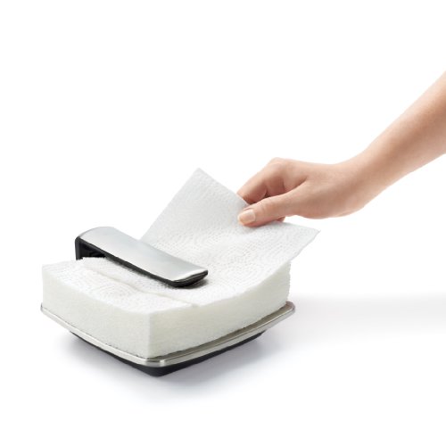 OXO Porta-guardanapos SimplyPull Good Grips, aço inoxidável, prata/preto