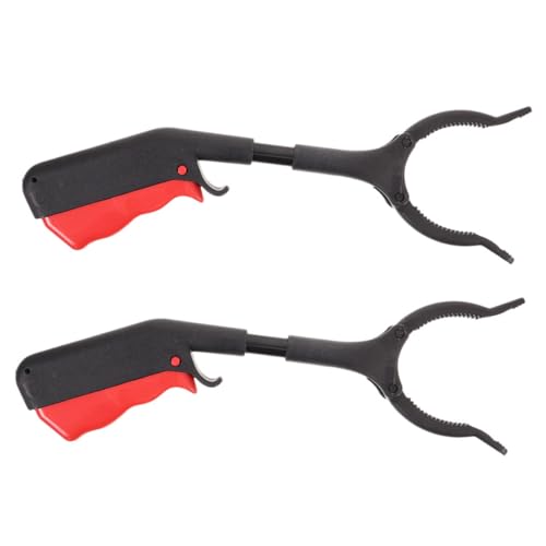 OFFSCH 2pcs Trash Can Trash Grabber Tool Foldable Pick up Stick Reacher Grabber Pickup Tool Grabber Stick Garbage Clamp Folding Grabber Reacher Trash Picker Tool Trash Clamp Plastic Black