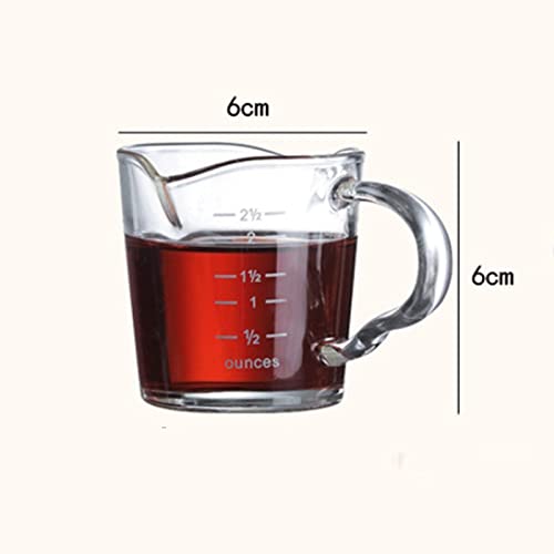 OMIDM Salsera 70ml 2.5oz Espresso Tiro Gafas Leche Jarra con Escalas Jarra de café Doble caños espesados Taza de café… - Imagen 3