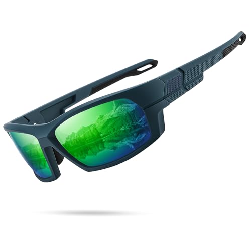 Lunettes de soleil de sport polarisées homme noires enveloppantes anti-UV