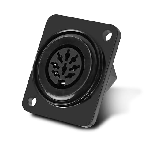MEIRIYFA Presa DIN MIDI 8 Poli Maschio Montaggio a Pannello Saldatura 2 Fori Tipo D Presa DIN per Apparecchiature Audio-Video, Home Cinema (8 Poli)