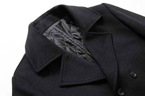 chouyatou Men's Classic Double Breasted Wool Blend Pea Coat Mid Long Trench Coat4