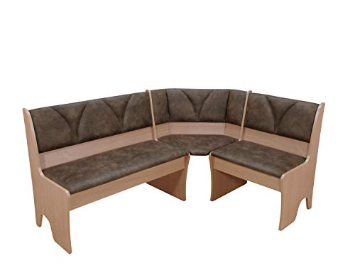 moebel direkt online Eckbank 124x165 cm Silvia buche Natur/Schoko Vintage