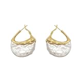 FANTIKAXW Personalidad retro Diseño irregular de bolso de perlas Hebilla oreja Mujeres Nicho Joyería creativa Moda Ropa diaria